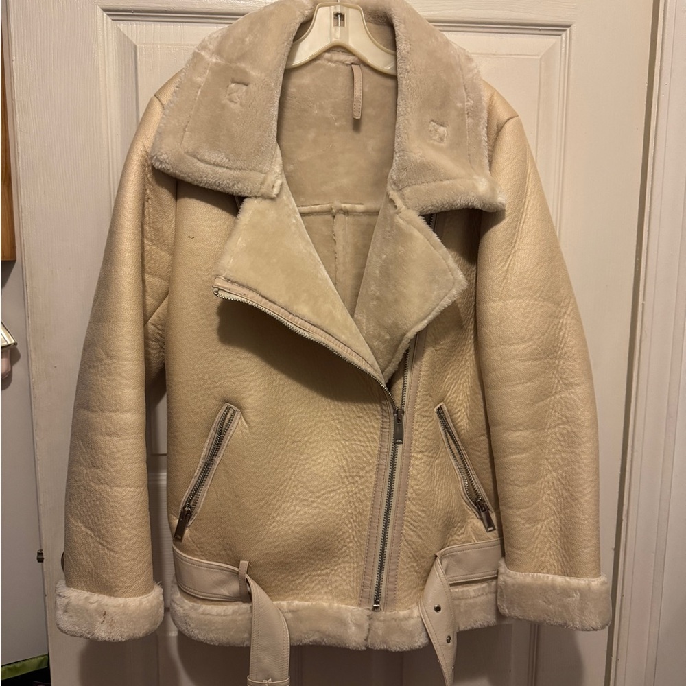 Women's Cream Shearling Jacket